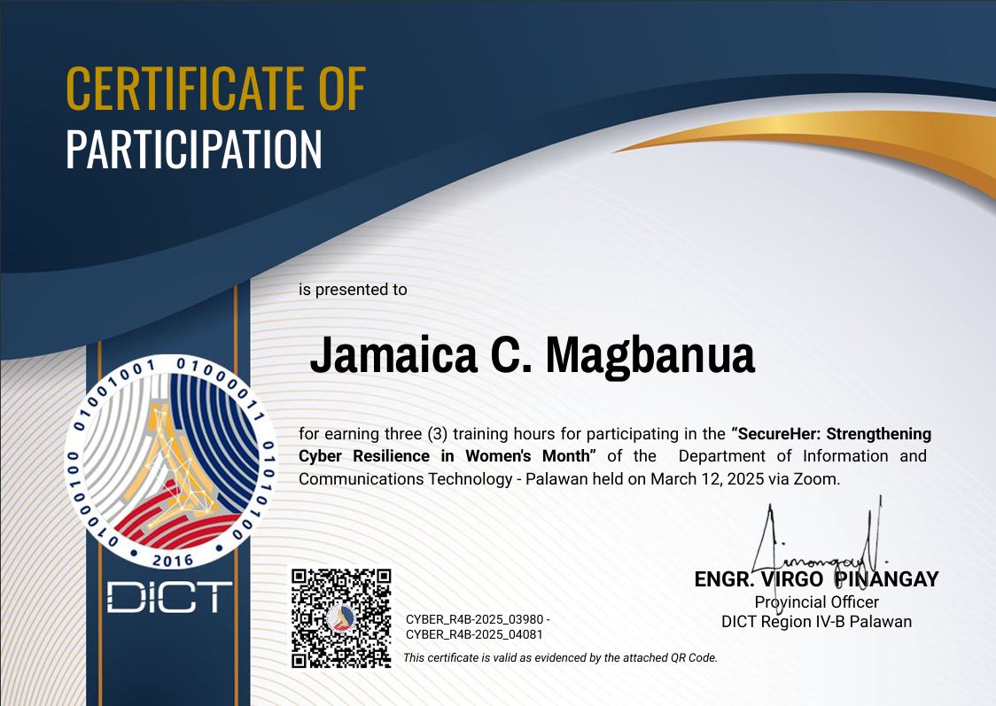 SecureHer Workshop Certificate